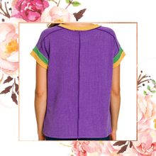 Load image into Gallery viewer, Mardi Gras Ribbed Round Neck Top