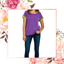 Load image into Gallery viewer, Mardi Gras Ribbed Round Neck Top