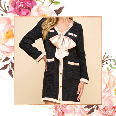 Put a Bow On It Metallic Tweed Dress
