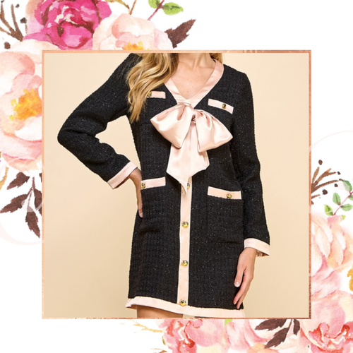 Put a Bow On It Metallic Tweed Dress