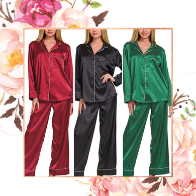 Satin LS Pant PJ Set