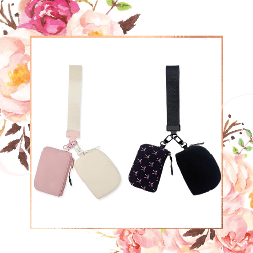 Dual Pouch Wristlet Keychain Wallet