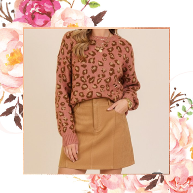 Wild Bloom Leopard Knit Sweater