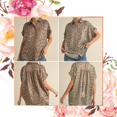 Shimmer Me Wild Button Down Blouse