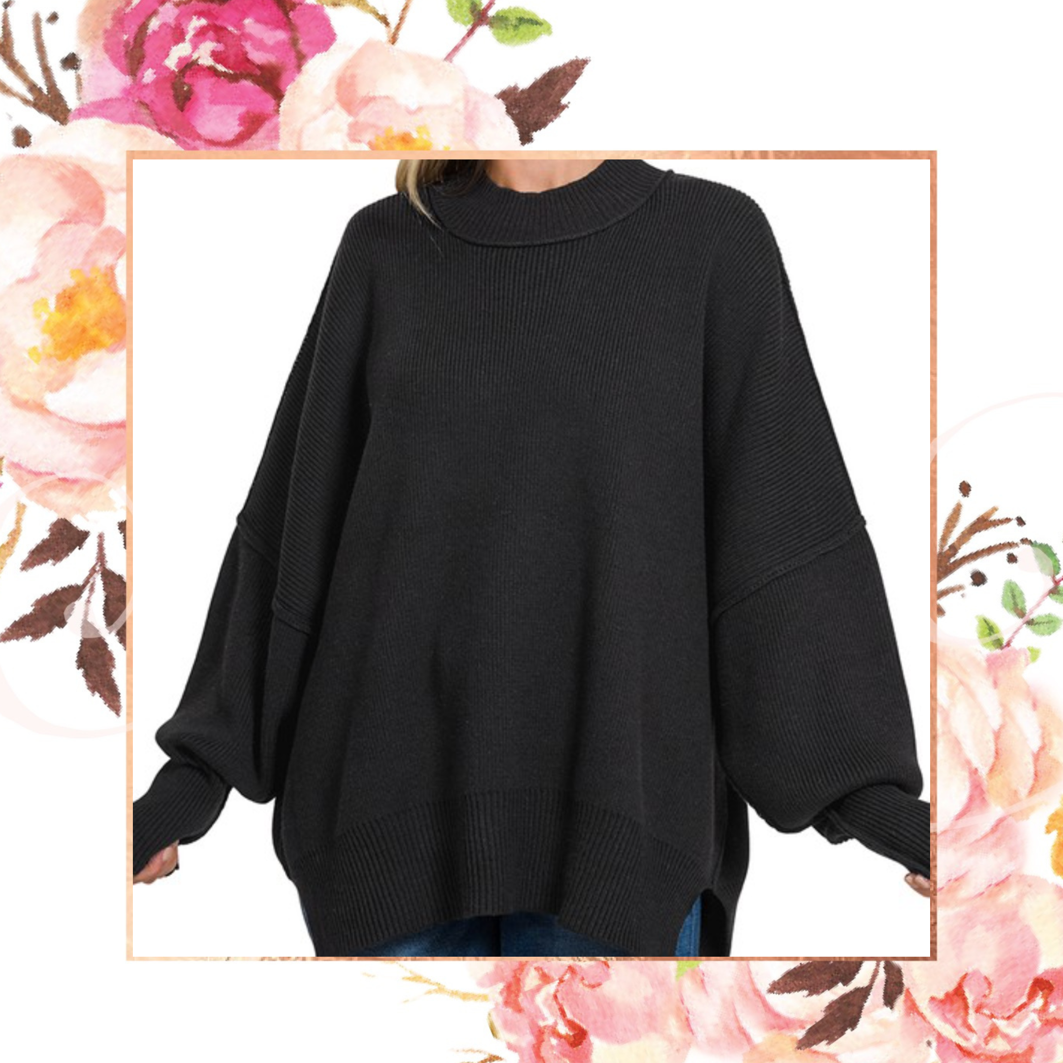 Side Slit Oversized Sweater – Fashion Allie