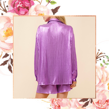 Load image into Gallery viewer, Metallic Purple Plisse Button Down Top