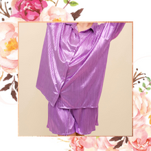 Load image into Gallery viewer, Metallic Purple Plisse Button Down Top