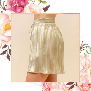 Metallic Gold Plisse Shorts