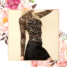 Load image into Gallery viewer, Tiger Print Sheer Mesh Top