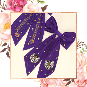 Tiger Face Embroidered Bow Barrette