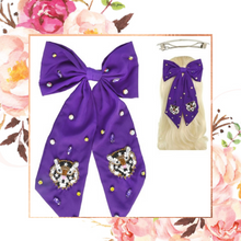 Load image into Gallery viewer, Tiger Face Embroidered Bow Barrette