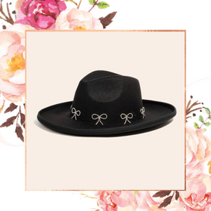 Rhinestone Bow Panama Hat