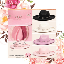 Load image into Gallery viewer, Rhinestone Bow Panama Hat