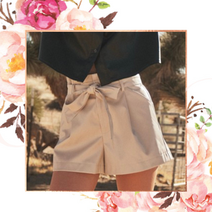 Beige Leather Chic Shorts