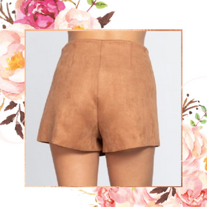 Camel Suede Wrap Skort