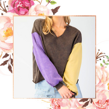 Load image into Gallery viewer, Mineral Wash Colorblock Crop Pullover