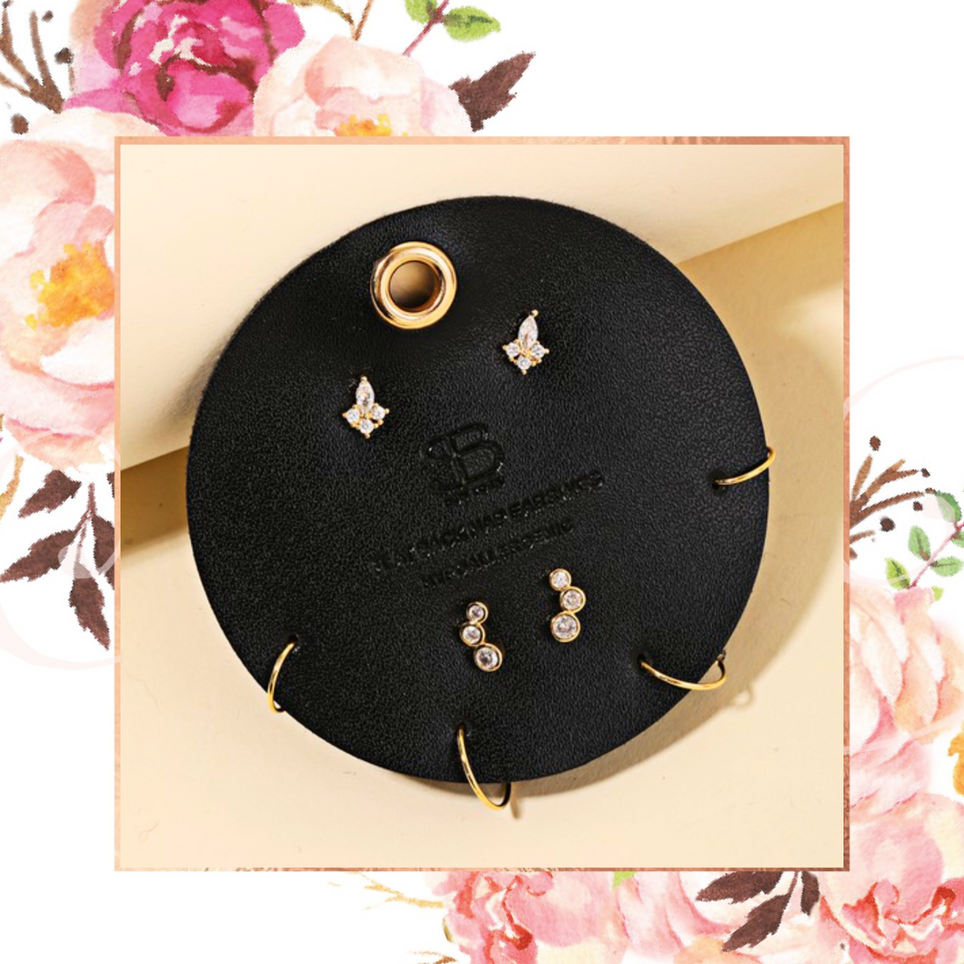 Secret Box Mini Rhinestone Stud Earrings Set