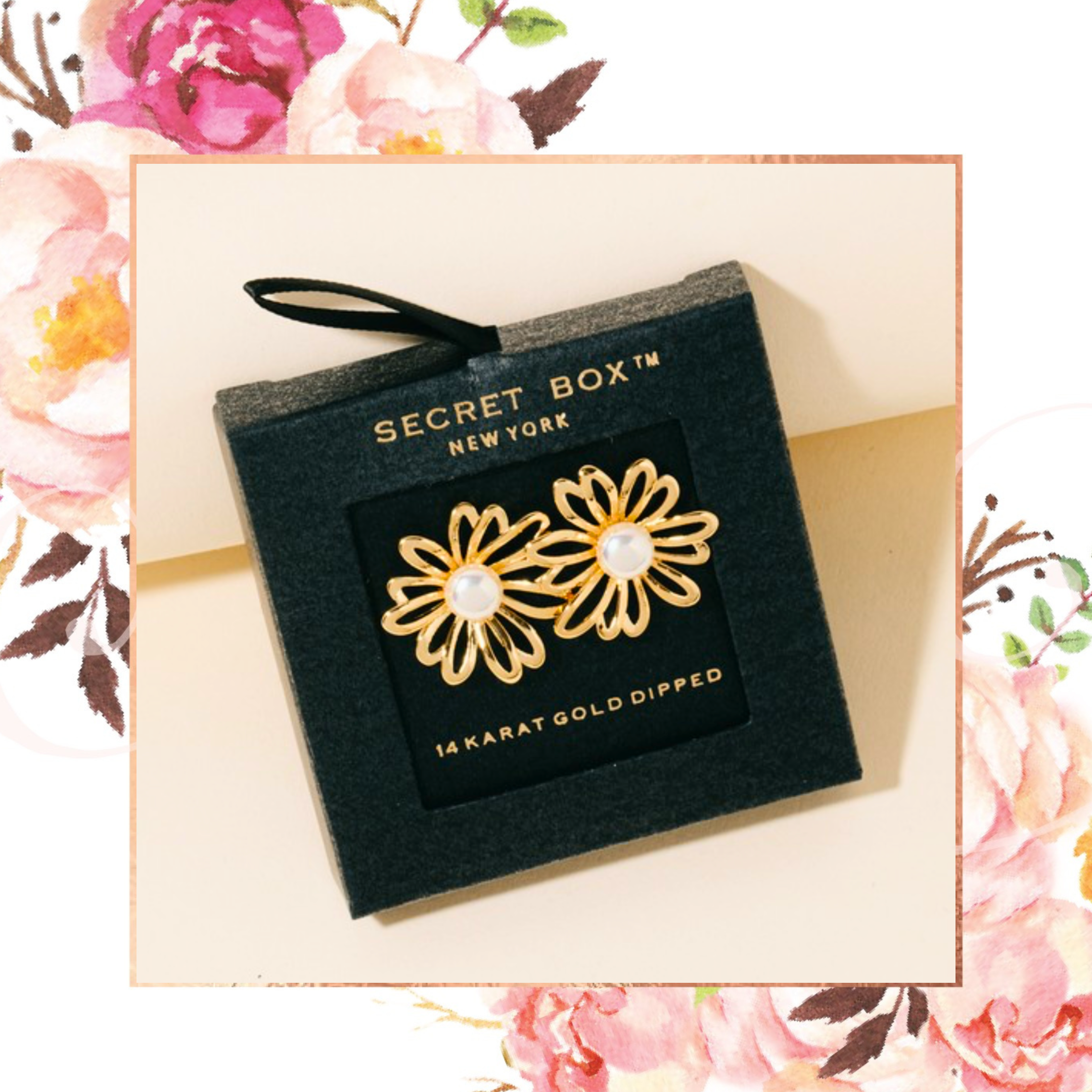 Secret Box Pearl Flower Stud Earrings – Fashion Allie