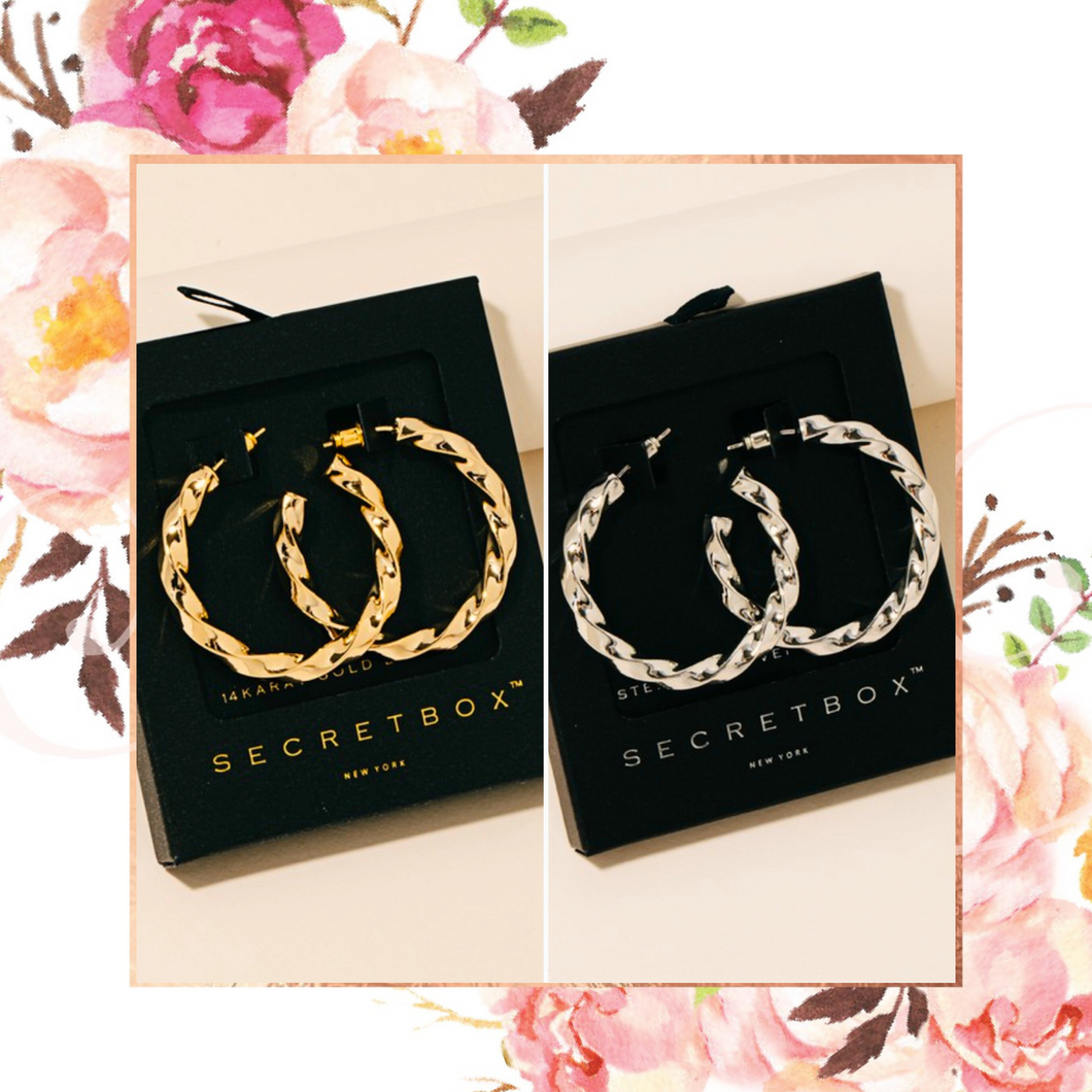 Secret Box Twisted Hoop Earrings