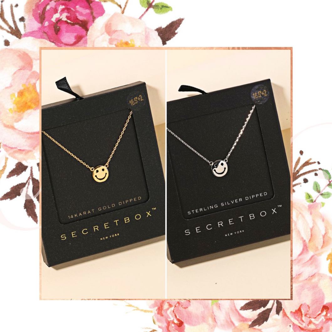 Secret Box Smiley Face Charm Necklace