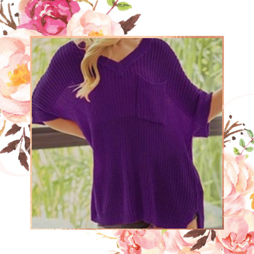 Purple SS Pocket Sweater