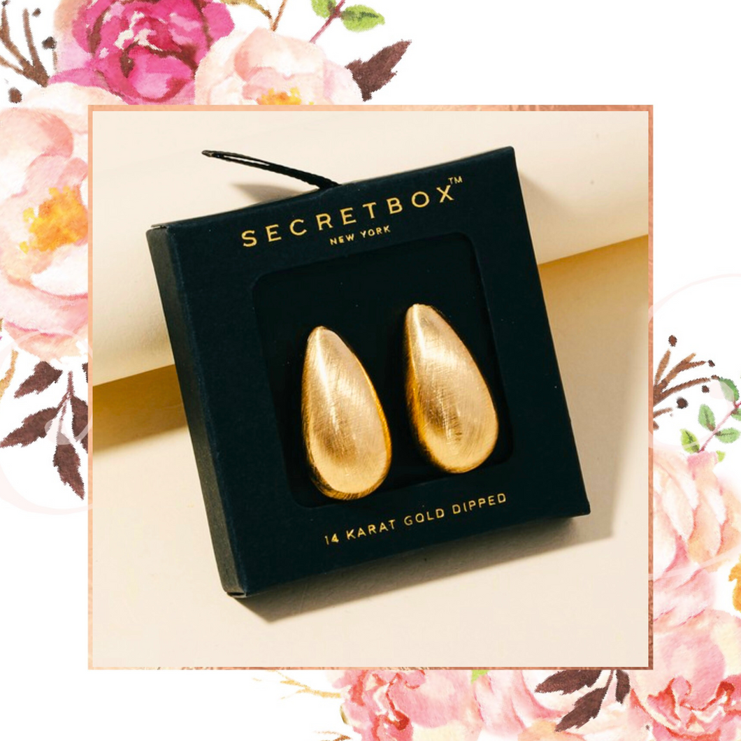 Secret Box Brushed Teardrop Earrings