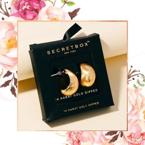 Secret Box Brushed Dome Hoop Earrings