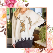 Load image into Gallery viewer, Distressed Sequin Tiger Sweater