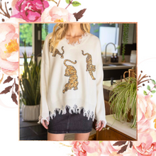 Load image into Gallery viewer, Distressed Sequin Tiger Sweater