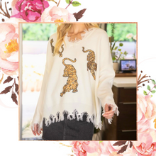 Load image into Gallery viewer, Distressed Sequin Tiger Sweater