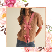 Load image into Gallery viewer, She’s So Lovely Bow Puff Sleeve Sweater