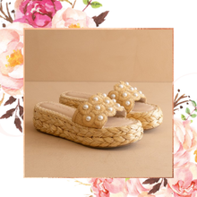 Load image into Gallery viewer, Candice - Floral Raffia Platform Slide