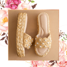 Load image into Gallery viewer, Candice - Floral Raffia Platform Slide