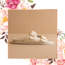 Load image into Gallery viewer, Daytona - Two Tone Raffia Gold Buckle Sandal