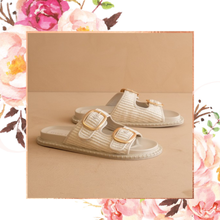 Load image into Gallery viewer, Daytona - Two Tone Raffia Gold Buckle Sandal