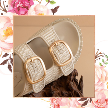 Load image into Gallery viewer, Daytona - Two Tone Raffia Gold Buckle Sandal