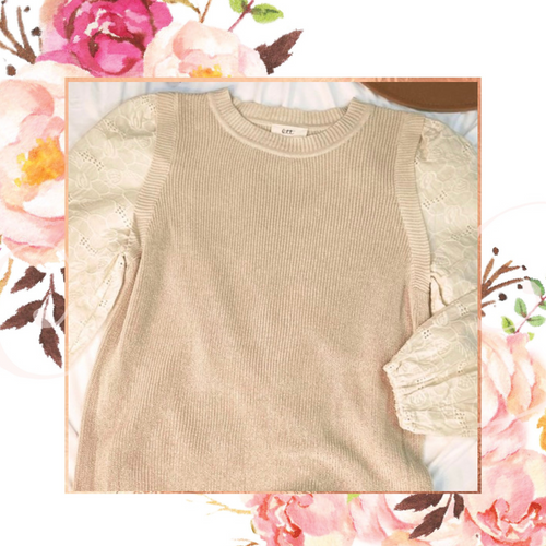 Embroidered Sleeve Knit Top
