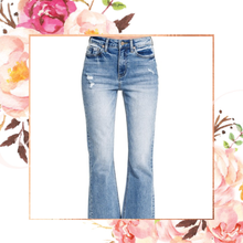 Load image into Gallery viewer, High Rise Straight Raw Hem Cropped Medium Denim