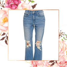 Load image into Gallery viewer, Distressed Knee &amp; Hem Medium Denim