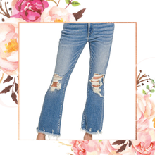 Load image into Gallery viewer, Distressed Knee &amp; Hem Medium Denim