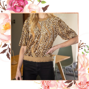 Leopard Velvet Burn-Out Rib Banded Top