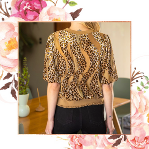 Leopard Velvet Burn-Out Rib Banded Top