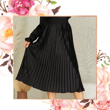 Load image into Gallery viewer, Black Plisse Midi Skirt