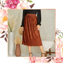 Load image into Gallery viewer, Bronze Plisse Midi Skirt