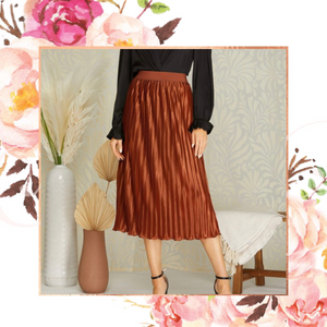 Bronze Plisse Midi Skirt