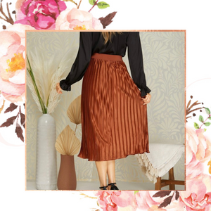Bronze Plisse Midi Skirt