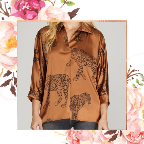Satin Cheetah Top