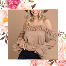Load image into Gallery viewer, Rose Ruffle Sparkle Top