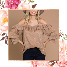 Load image into Gallery viewer, Rose Ruffle Sparkle Top