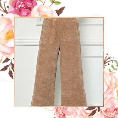 Tan Chenille Cropped Wide Pants